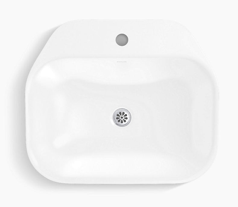 SPAN-COUNT.TOP BASIN W/SL FAUCET HOLE SQ - KOHLER POPULAR -  ( WHITE - POPULAR - 544x463 mm - 22inchX19inch )