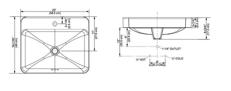 FOREFRONT-COUNT TOP W/BASIN W/SL FAUHOLE - KOHLER PREMIUM -  ( WHITE - PREMIUM - 584x460 mm - 23inchX18inch )