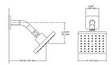 PARALLEL-SQ SHOWER HEAD W/ARM & FLANGE - KOHLER PREMIUM - ( POLISHED CHROME - PREMIUM - 0x90 mm - 0inchX4inch )