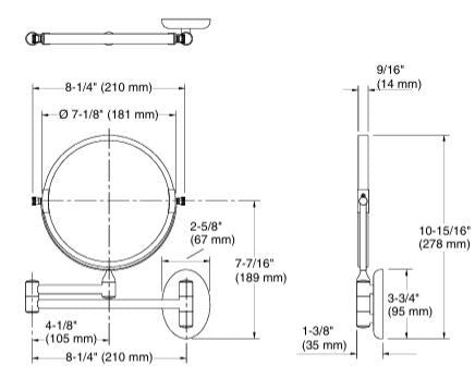 LISON 180MM DETAILING MIRROR - KOHLER POPULAR -  ( POLISHED CHROME - POPULAR - 180X180 mm - 7.2inchX7.2inch )