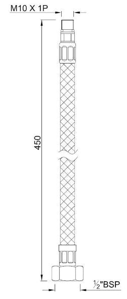 450 MM X 10MM LONG COPPER PIPE FOR B/M - JAQUAR FAUCETS - ( CHROME - ALLIED - 450x10 mm - 18inchX0.38inch )