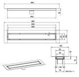 SHOWER CHANNEL DRAINR W/BASE CONTRL UNIT - AQUANT - ( 304 STAINLESS STEEL - INVISIBLE TILE INSRT - 0x600 mm - 0inchX24inch )