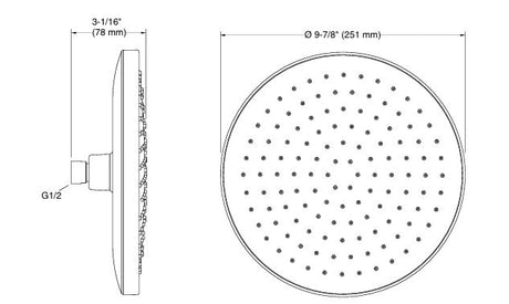 RAIN DUET ROUND RAINHEAD SHOWER W/ANTI-DRIP WITHOUT ARM - KOHLER PREMIUM -  ( CHROME - PREMIUM - 0x250 mm - 0inchX10inch )