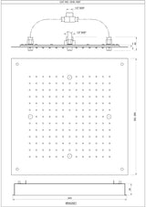 DUOFLO SHOWER SQUARE SHAPE TWO FUNCTIONS, RAIN AND 4 MIST - JAQUAR FAUCETS - ( CHROME - DUOFLO SHOWER - 350x350 mm - 14inchX14inch )