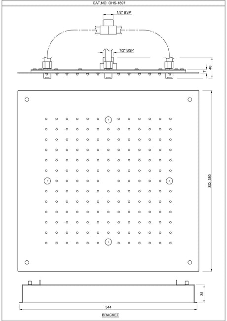 DUOFLO SHOWER SQUARE SHAPE TWO FUNCTIONS, RAIN AND 4 MIST - JAQUAR FAUCETS - ( CHROME - DUOFLO SHOWER - 350x350 mm - 14inchX14inch )