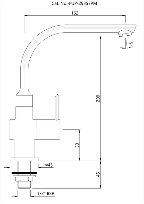 SINK COCK WITH REGULAR SWINGING SPOUT (TABLE MOUNTED)WITH FLANGE - JAQUAR FAUCETS - ( BLACK MATT - FUSION PRIME - 0x15 mm - 0inchX0.5inch )