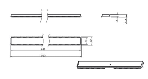 SHWR CHANNEL DRAIN(TILE INSERT)W/O BASE - AQUANT - ( 304 STAINLESS STEEL - - 600x80 mm - 24inchX3inch )