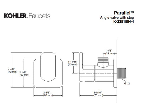 PARALLEL-ANGLE VALVE W/FLANGE - KOHLER POPULAR -  ( ROSE GOLD - POPULAR - 0x0 mm - 0inchx0inch )