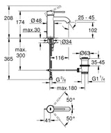 ESSENCE 1-HANDLE BASIN MIXER WITH POP-UP, S SIZE - GROHE -  ( HARD GRAPHITE - G5 - ESSENCE - 0x10 mm - 0inchX0.38inch )
