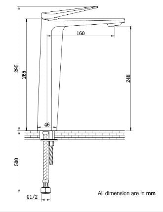 SINGLE LEVER TALL BRASS BASIN MIXER FOAM FLOW - AQUANT - ( CHROME - SEINA SERIES - 0x0 mm - 0inchX0inch )