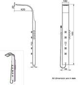 SHOWER PANEL 304 STAINLESS STEEL - AQUANT - ( METALLIC BRUSHED FINISH - - 0x15 mm - 0inchX0.5inch )