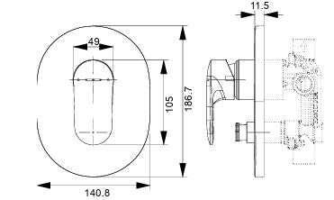 KUMIN-SL DIV FOR AT235+RBS TRIM - KOHLER POPULAR -  ( POLISHED CHROME - POPULAR - 0x0 mm - 0inchX0inch )