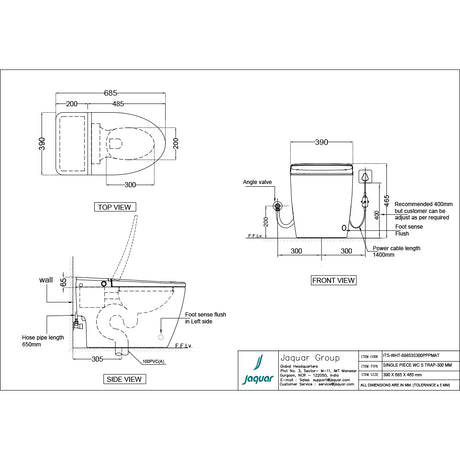 RIMLESS SING.PIECE-WC W/ELECTRONIC PP SC - JAQUAR SWARE -  ( WHITE -  - 0x0 mm - 0inchx0inch )