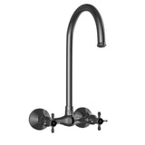 SINK MIXER WITH REGULAR SWINGING SPOUT WITH CONNECTING LEGS & WALL FLANGES (WALL MOUNTED) - JAQUAR FAUCETS - (BLACK CHROME - QUEENS PRIME - 0x15 mm - 0inchX0.5inch)