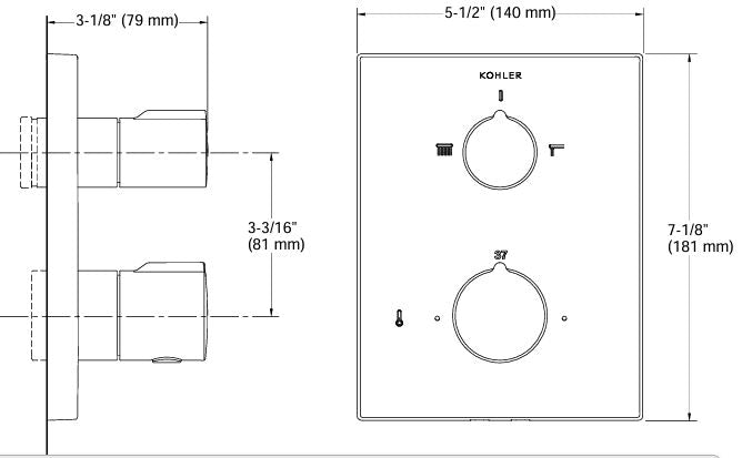 AUTOSENSE-THERMO REC BATH&SHOWER TRIM - KOHLER PREMIUM -  ( MATT BLACK - PREMIUM - 0x0 mm - 0inchx0inch )