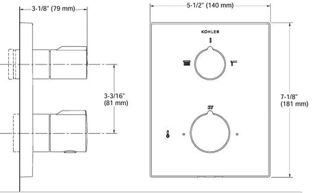 AUTOSENSE-THERMO REC BATH&SHOWER TRIM - KOHLER PREMIUM -  ( MATT BLACK - PREMIUM - 0x0 mm - 0inchx0inch )