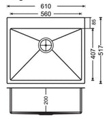1 BOWL W/O DRAIN BOARD W/INOX 2202 FAUCETS  (DEPTH 8INCH) FULLY LOADED (THK 1MM) - CARYSIL -  ( MATT - WALTZ 610 R10 FULLY LOADED - 610x507 mm - 24inchX20inch )
