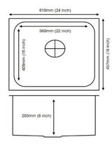 1 BOWL W/O DRAIN BOARD(DEPTH 8INCH) THK 1MM - CARYSIL -  ( GLOSSY FINISH - ELEGANCE - 610x457 mm - 24inchX18inch )