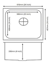 1 BOWL W/O DRAIN BOARD(DEPTH 9INCH) THK 1MM - CARYSIL -  ( MATT - ELEGANCE - 610x457 mm - 24inchX18inch )