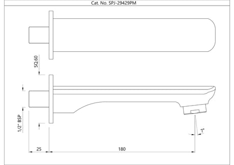 BATHTUB SPOUT WITH WALL FLANGE - JAQUAR FAUCETS - ( BLUSH GOLD PVD - FUSION PRIME - 0x15 mm - 0inchX0.5inch )
