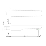 KUBIX BATH TUB SPOUT WITH WALL FLANGE - JAQUAR FAUCETS -  ( BLACK CHROME - SPOUT - 0x15 mm - 0inchX0.5inch )
