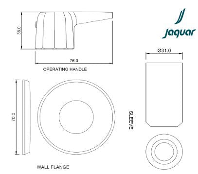 EXPOSED PART KIT OF CONCEALED FLUSH COCK WITH FITTING SLEEVE & WALL FLANGE - JAQUAR FAUCETS - ( CHROME - CONTINENTAL PRIME - 0x25 mm - 0inchX1inch )