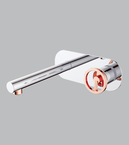 BRASS WALL MOUNTED BASIN MIXER - AQUANT -  ( CHROME+ROSE GOLD -  - 0x0 mm - 0inchx0inch )