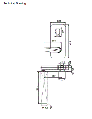 BRASS WALL BASIN MIXER - AQUANT -  ( CHROME - SLENDER SERIES - 0x15 mm - 0inchX0.5inch )