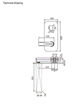 BRASS WALL BASIN MIXER - AQUANT -  ( CHROME - SLENDER SERIES - 0x15 mm - 0inchX0.5inch )