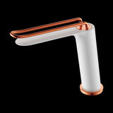 BRASS BASIN MIXER - AQUANT -  ( ROSE GOLD+MATT WHITE - CURVE SERIES - 0x15 mm - 0inchX0.6inch )