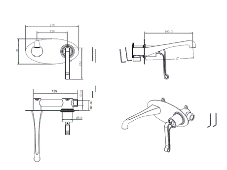 BRASS WALL BASIN MIXER - AQUANT -  ( BRUSHED GOLD - HERITAGE SERIES - 0x15 mm - 0inchX0.5inch )