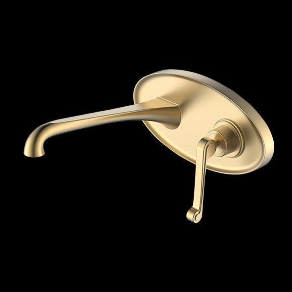 BRASS WALL BASIN MIXER - AQUANT -  ( BRUSHED GOLD - HERITAGE SERIES - 0x15 mm - 0inchX0.5inch )