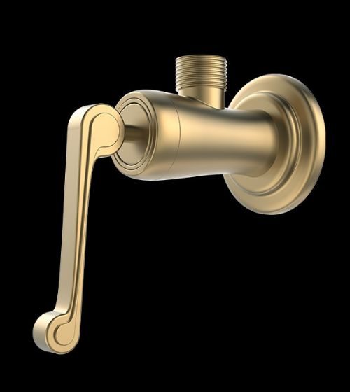 BRASS ANGLE VALVE WITH BRASS FLANGE - AQUANT -  ( BRUSHED GOLD - HERITAGE - 0x15 mm - 0inchX0.6inch )