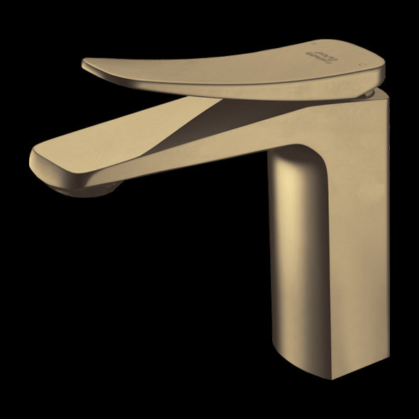 SINGLE LEVER SHORT BRASS BASIN MIXER FOAM FLOW - AQUANT -  ( BRUSHED GOLD - WAVE SERIES - 0x0 mm - 0inchx0inch )