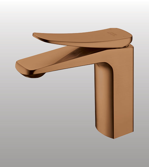 SINGLE LEVER SHORT BRASS BASIN MIXER FOAM FLOW - AQUANT -  ( BRUSHED ROSE GOLD - WAVE SERIES - 0x0 mm - 0inchx0inch )
