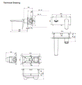 BRASS WALL BASIN MIXER - AQUANT -  ( CHROME - WAVE SERIES - 0x15 mm - 0inchX0.5inch )