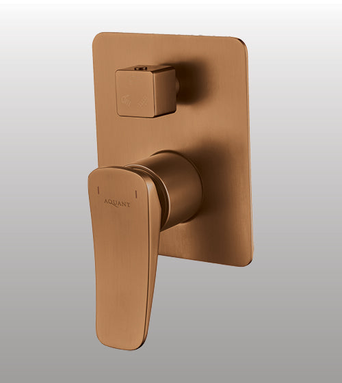 SINGLE LEVER DIVERTER WITH 3 OUTLETS BRASS BODY 15MM INLET - AQUANT -  ( BRUSHED ROSE GOLD - WAVE SERIES - 15x0 mm - 0.5inchX0inch )