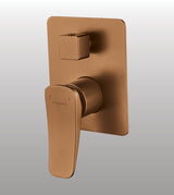 SINGLE LEVER DIVERTER WITH 3 OUTLETS BRASS BODY 15MM INLET - AQUANT -  ( BRUSHED ROSE GOLD - WAVE SERIES - 15x0 mm - 0.5inchX0inch )