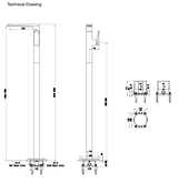 SINGLE LEVER BRASS BASIN MIXER FLOOR MOUNTED - AQUANT -  ( CHROME - WAVE SERIES - 1080x1040 mm -  43.2inchX41.6inch )