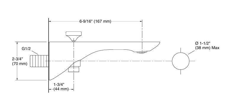MODERNLIFE EDGE BATH SPOUT WITH DIVERTER - KOHLER LUXURY -  ( BLACK - LUXURY - 0x15 mm - 0inchX0.6inch )