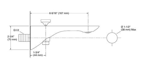 MODERNLIFE EDGE BATH SPOUT WITH DIVERTER - KOHLER LUXURY -  ( BLACK - LUXURY - 0x15 mm - 0inchX0.6inch )
