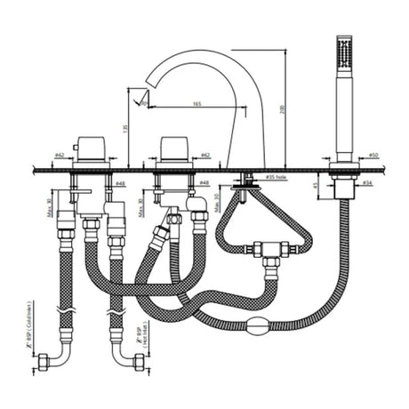4-HOLE THERMOSTATIC BATH & SHOWER MIXER - JAQUAR FAUCETS -  ( ANTIQUE COPPER - ARC - 0x15 mm - 0inchX0.6inch )