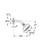 TEMPESTA COSMOPOLITAN 100 III HEADSHOWER SET - GROHE -  ( CHROME - G3 - TEMPESTA - 0x15 mm - 0inchX0.6inch )
