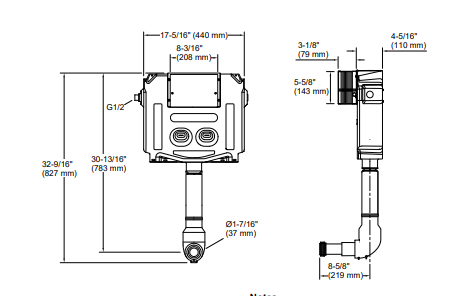 (PRUN)INSTAFLUSH-WALL TANK W/O FRAME MECH - KOHLER PREMIUM -  ( MECHANICAL - PREMIUM - 805x510 mm - 20inchX0inch )