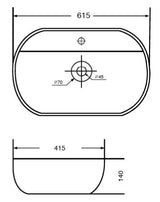 WASH BASIN TABLE MOUNTED - AQUANT - ( WHITE - - 615x415 mm - 24.6inchX16.6inch )