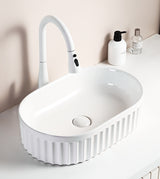 TABLE MOUNTED CERAMIC WASH BASIN - AQUANT - ( WHITE - - 550x360x150 mm - 22inchX14.4inchX6inch )
