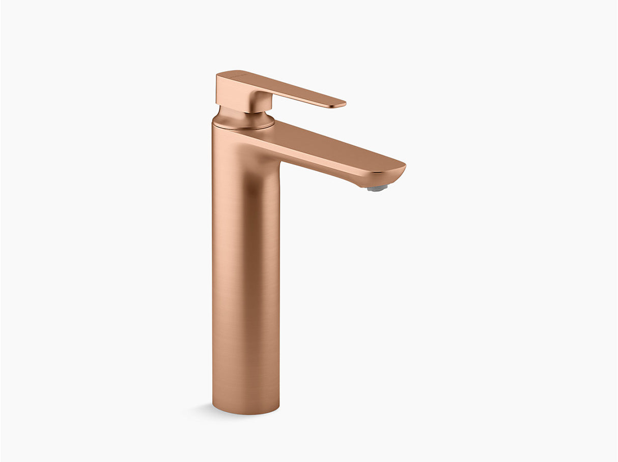 ALEO T/M TALL SINGLE CONTROL LAV FAUCET WITH BRAIDED PIPE W/O DRAIN - KOHLER PREMIUM -  ( VIBRANT BRUSHED ROSE GOLD - PREMIUM - 0x15 mm - 0inchX0.5inch )