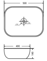 WASH BASIN TABLE MOUNTED RECT. - AQUANT - ( GOLD+WHITE - - 500x400 mm - 20inchX16inch )