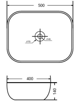 WASH BASIN TABLE MOUNTED RECT. - AQUANT - ( GOLD+WHITE - - 500x400 mm - 20inchX16inch )