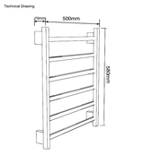 WALL HUNG TOWEL WARMER NEEDS ELECTRIC POINT - AQUANT - (MATT BLACK -  - 580x500 mm - 23.2inchX20inch)